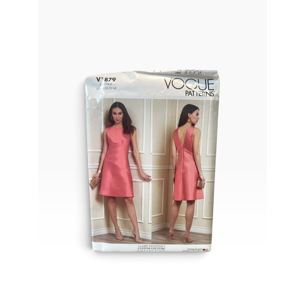 Vogue V1879 Misses A-Line Dress Sizes 6-14 Classic Deep V-Back Uncut